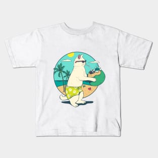 Cat drink coconut Kids T-Shirt